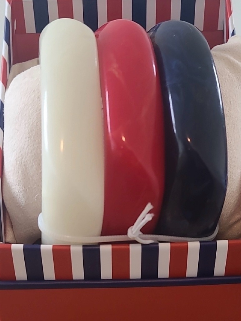 Piper K Trio Resin Bangle Bracelet Set in Red, White & Blue